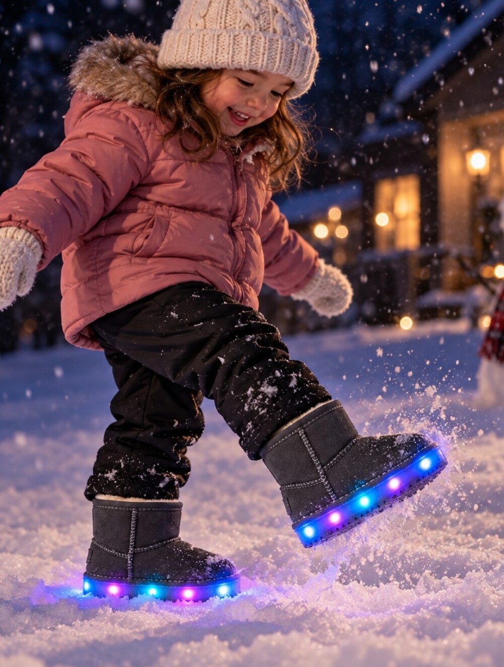 (TOODLER) Grey Light-up Winter Boots (Size 9T) - LED Sole - Cozy Lined